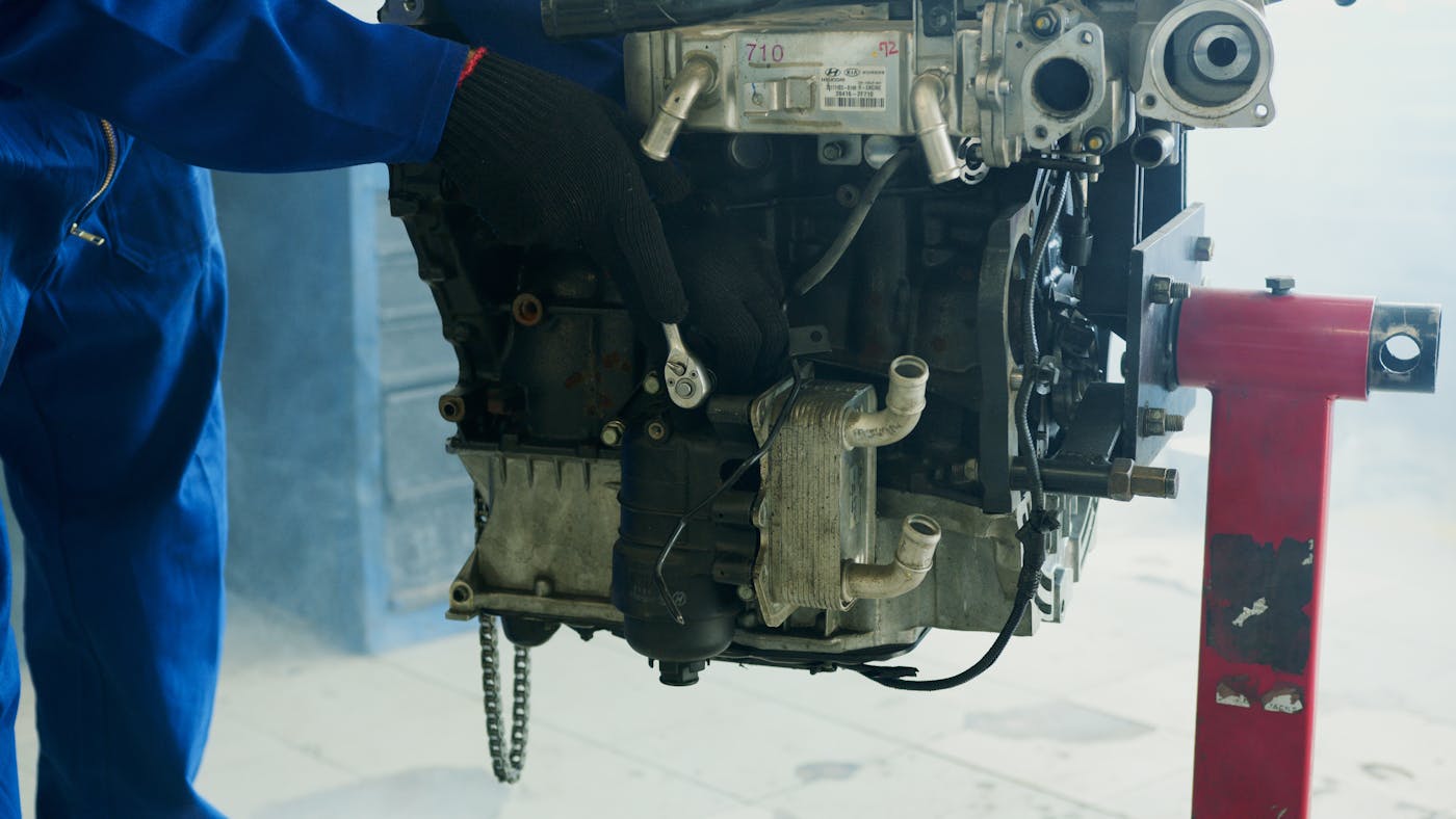 Engine diagnostics close-up at Oak City Auto